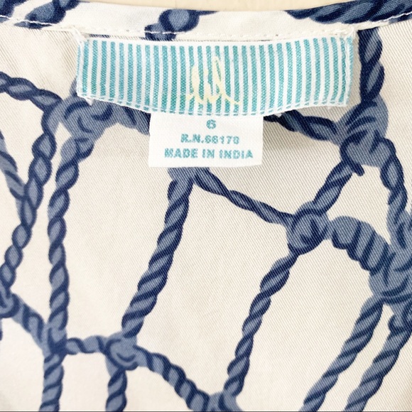 Anthropologie Lil Fissured Shell Nautical Silk Top - Picture 5 of 7